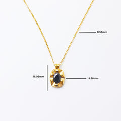 Black Oval Stone Necklace - Local Pitara