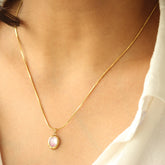 Oval Rose Charm Necklace