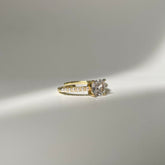 Square Diamond & Pearl Ring - Gold