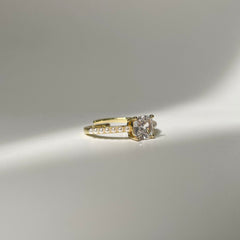 Square Diamond & Pearl Ring - Gold