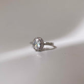 Diamond Oval Ring - Silver