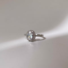 Diamond Oval Ring - Silver