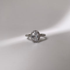 Diamond Oval Ring - Silver