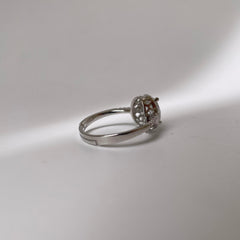 Diamond Oval Ring - Silver