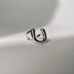 Open Crescent Silver Ring