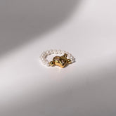 Gold Heart and Pearl Ring