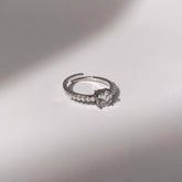 Square Diamond & Pearl Ring - Silver