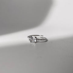 Square Diamond & Pearl Ring - Silver