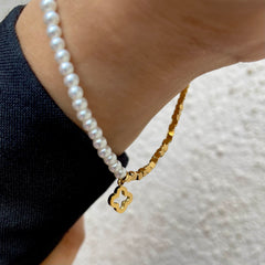 Clover Pearl Charm Bracelet