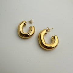 Golden Curve J-Hoops Earrings