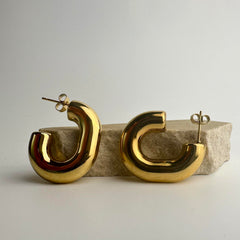 Golden Curve J-Hoops Earrings