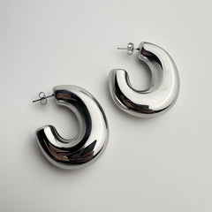 Circular Silver Hoops Earrings