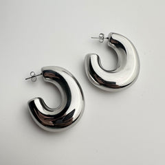 Circular Silver Hoops Earrings
