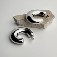Circular Silver Hoops Earrings