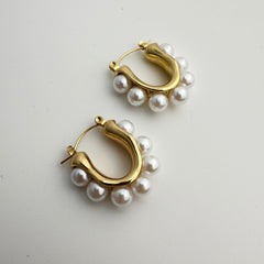 Luster Pearl Hoops Earrings