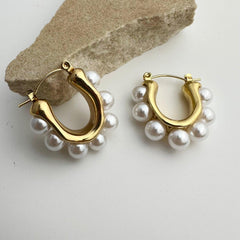 Luster Pearl Hoops Earrings
