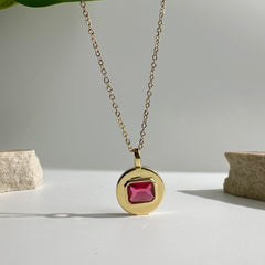 Square-Cut Gem Necklace