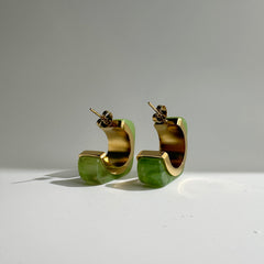 Jade Hoops Earrings