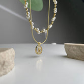 Dual Layer Pearl Charm Necklace