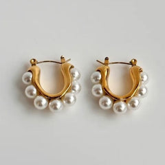 Luster Pearl Hoops Earrings