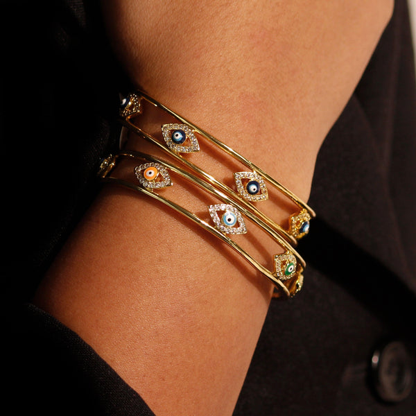 Two Flower Evil Eye Enamel Kada main image 1