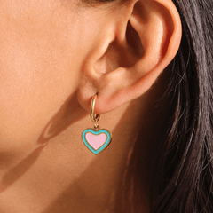 Pink Heart Dangle Earrings