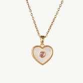Heart with Pink Heart Stone Necklace
