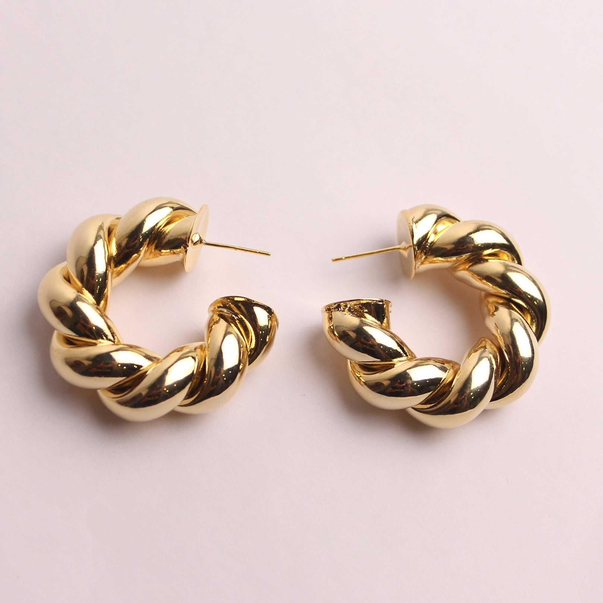 18k Gold Plated Croissant Hoop Earring - Local Pitara
