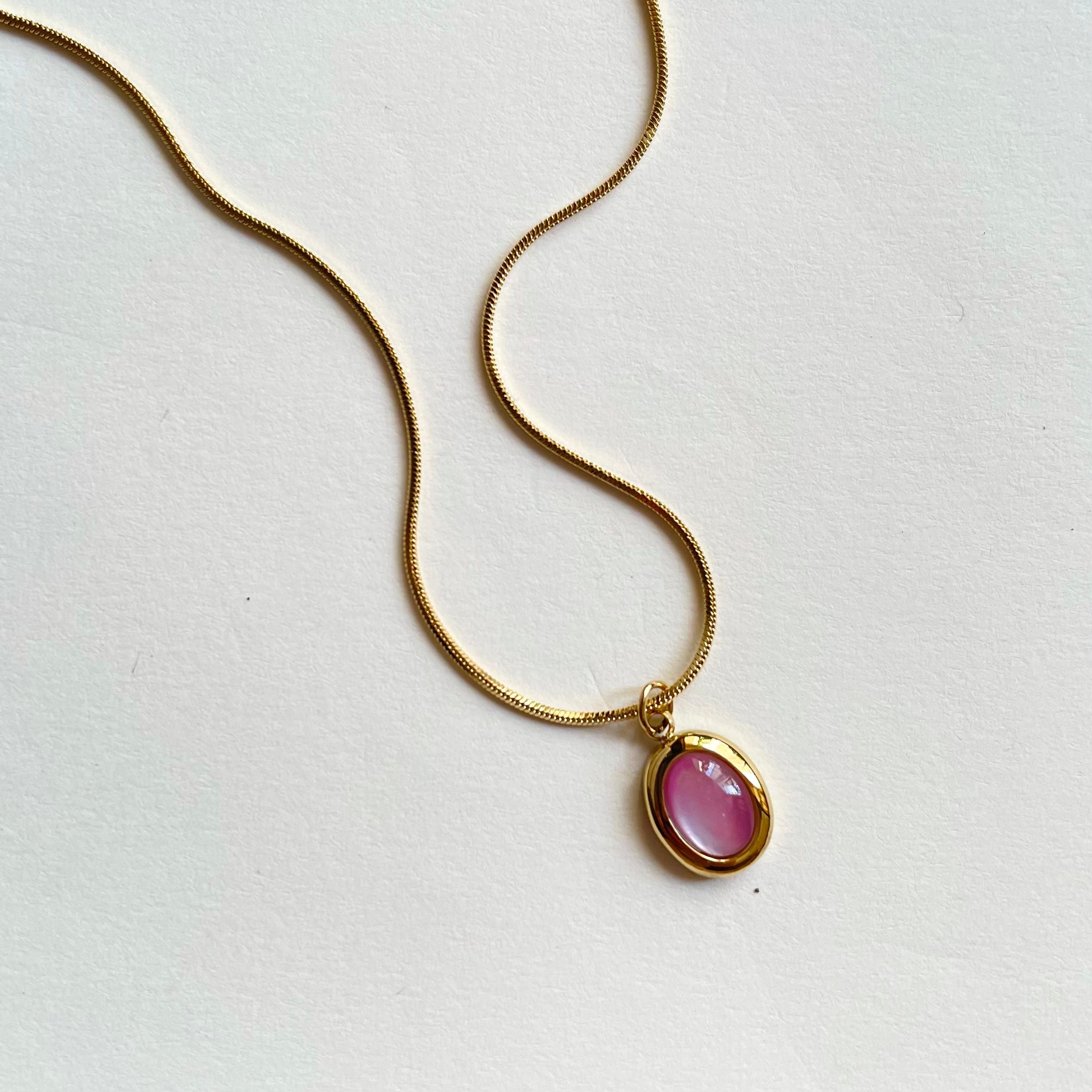 Oval Rose Charm Necklace
