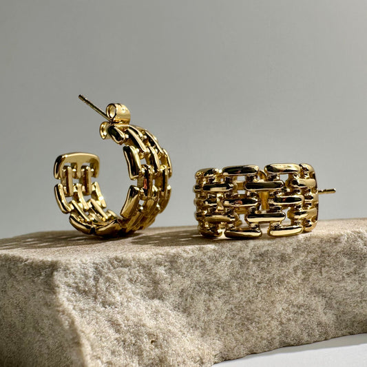 Half-Round Chain Hoops Earrings