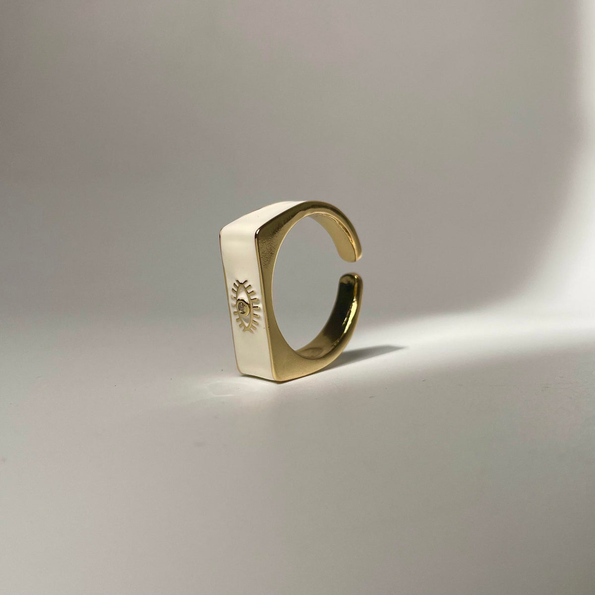 Evil Eye Ring - White