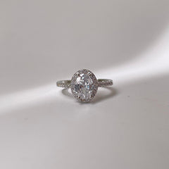 Diamond Oval Ring - Silver