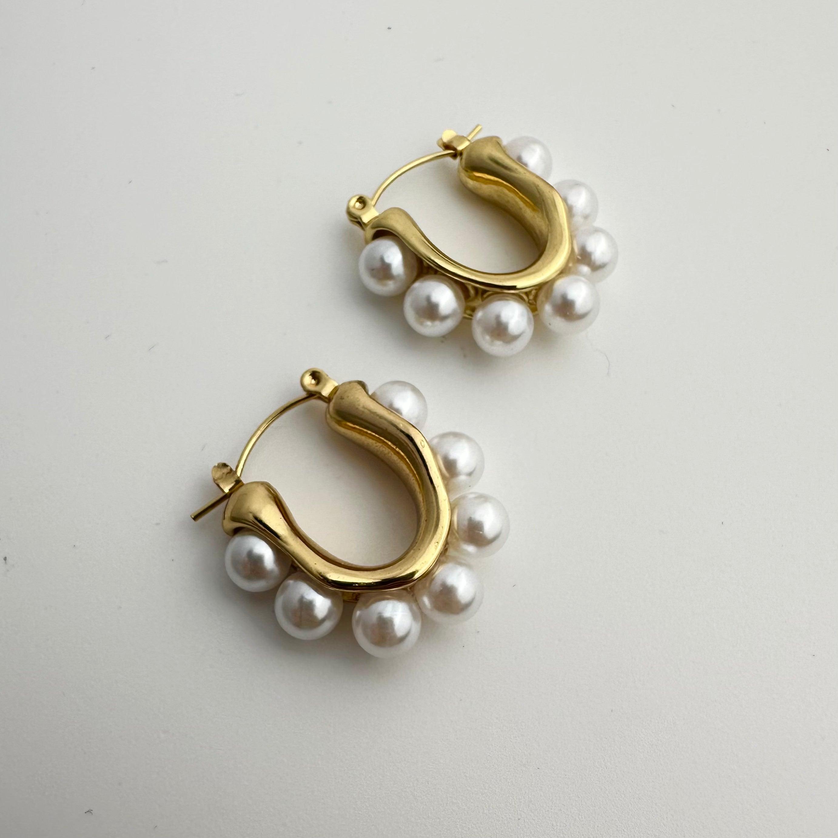 Luster Pearl Hoops Earrings