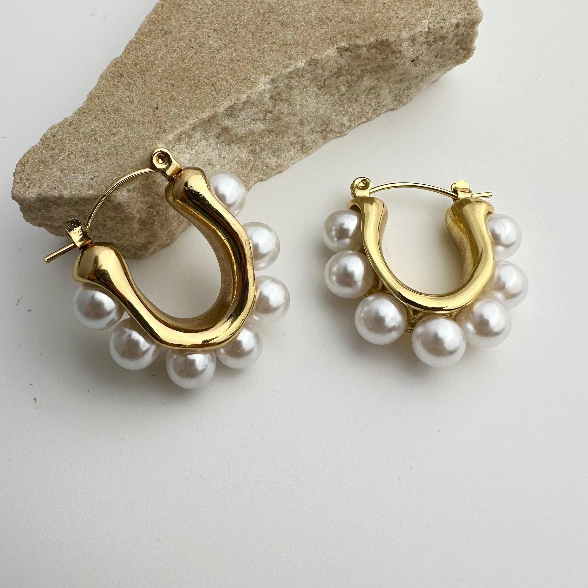 Luster Pearl Hoops Earrings