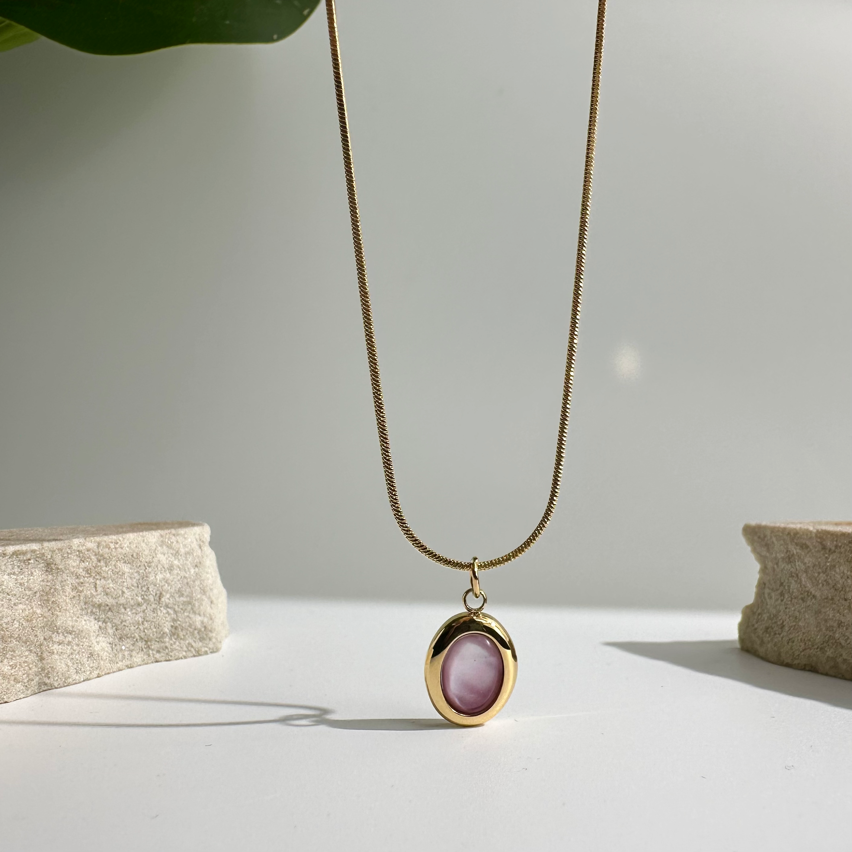 Oval Rose Charm Necklace