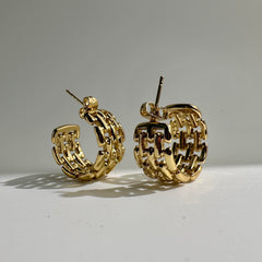 Half-Round Chain Hoops Earrings