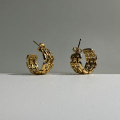 Half-Round Chain Hoops Earrings