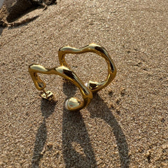 Irregular Wave C-shaped Stud Earrings - Local Pitara