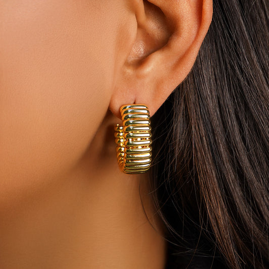 Springy Gold Hoops Earrings