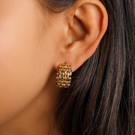 Half-Round Chain Hoops Earrings