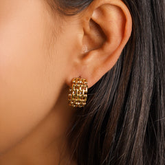 Half-Round Chain Hoops Earrings