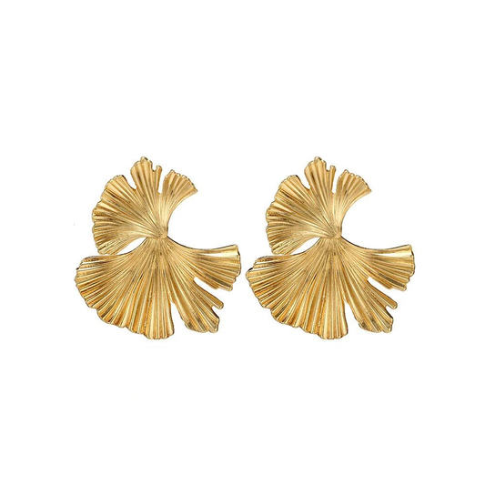 Textured Gold Lotus Earrings