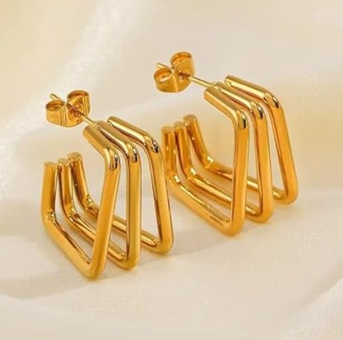 Tri-Faceted Squares Earring