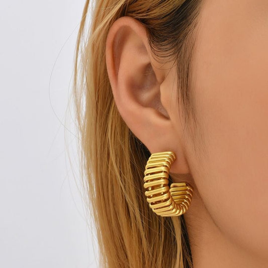 Springy Gold Hoops Earrings