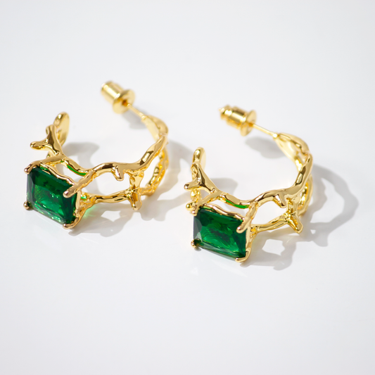 Twiggy Emerald Earrings
