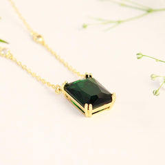 Natural Emerald Pendant Necklace - Local Pitara